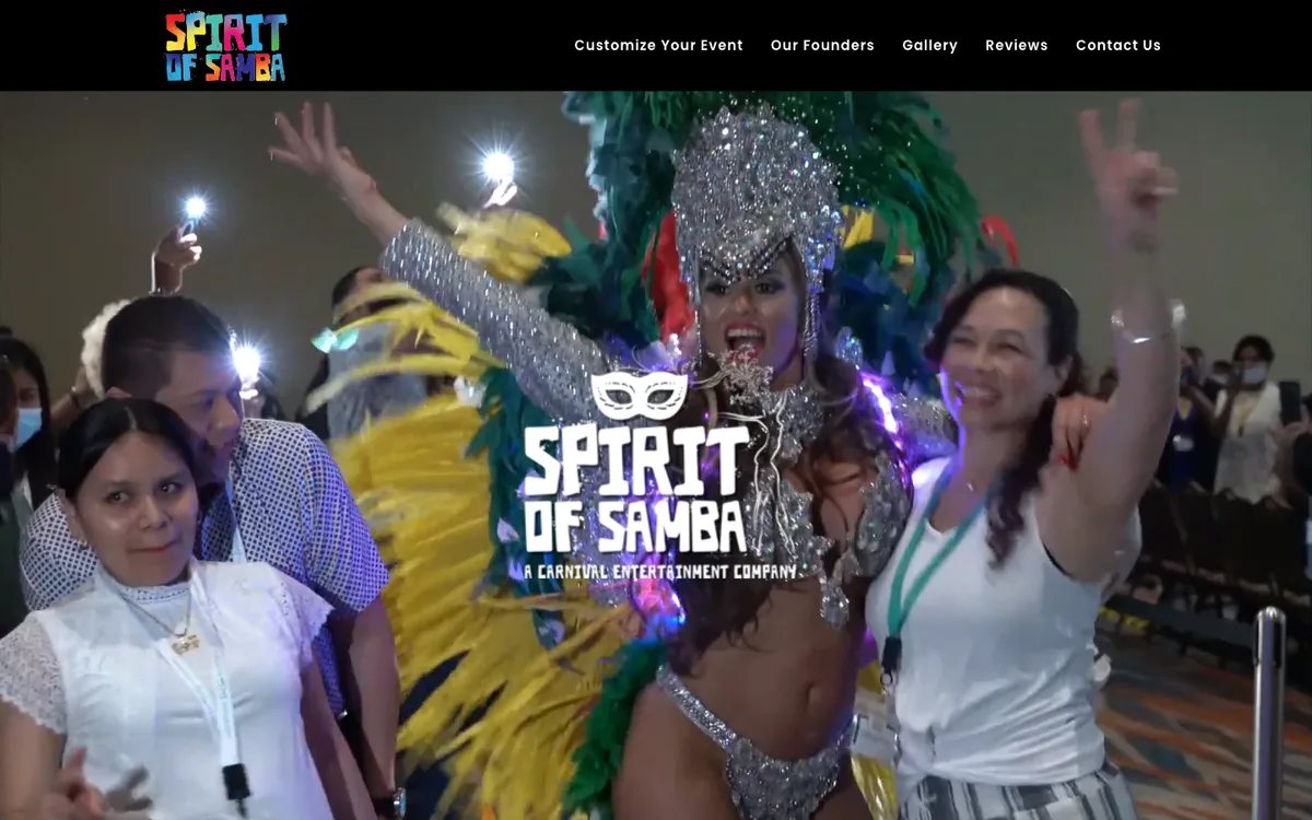 Página inicial do site de Spirit of Samba